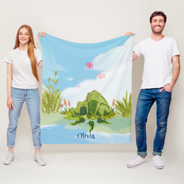 Loving Frog Family Fleece Blanket (In Situ)