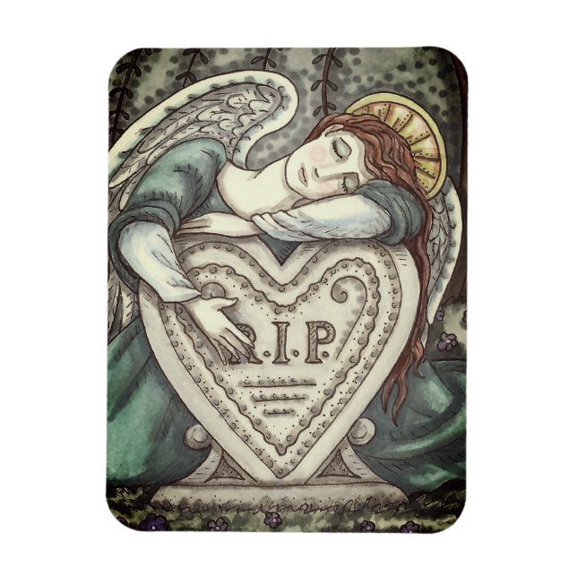 LOVING GUARDIAN ANGEL, CEMETERY MOURNING ART RIP MAGNET (Vertical)