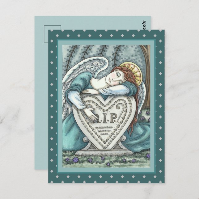 LOVING GUARDIAN ANGEL, CEMETERY MOURNING ART RIP POSTCARD (Front/Back)