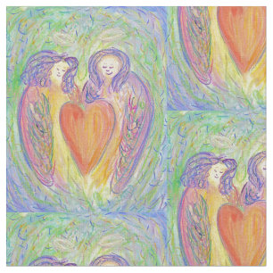 Loving Guardian Angel Heart Art Fabric Material