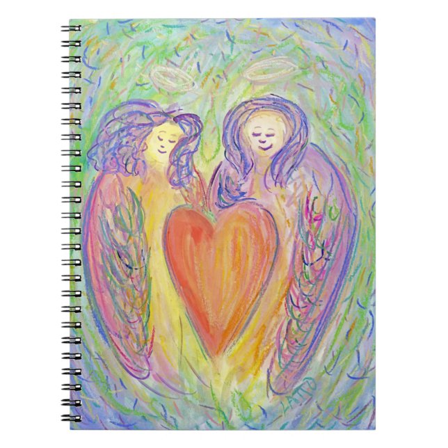 Loving Guardian Angel Heart Art Journal Notebook (Front)