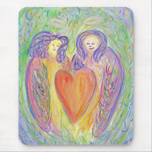 Loving Guardian Angel Heart Art Mousepad