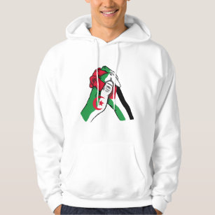loving handshake between palestine and algeria hoodie