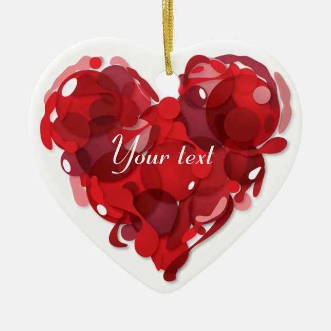 Loving heart for valentine's day ceramic tree decoration (Front)