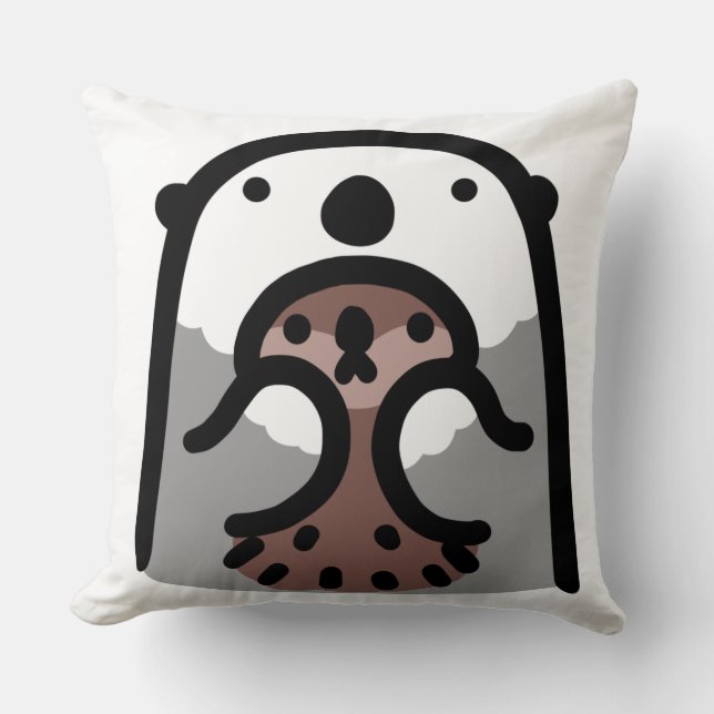 Loving her baby otter cushion (Front)