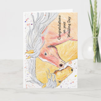 Loving Horses Congratulations on your wedding day Card