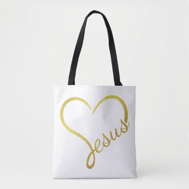 Loving Jesus Large Shoulder Tote Bag (Front)