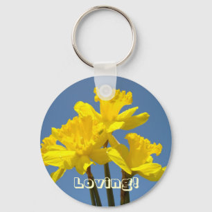 Loving! key chain Yellow Daffodil Flowers Floral