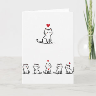 Loving Kitty Hearts Card