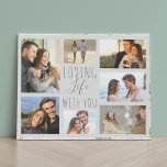 Loving Life with You 7 Photo Collage - Grey Marble Faux Canvas Print<br><div class="desc">Modern photo collage faux canvas which you can personalise with 7 of your favourite photos. The template is set up ready for you to add your photos, working clockwise from the top left. Your photos are set against a stylish watercolor marble in grey and white. The wording reads "loving life...</div>