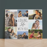 Loving Life with You 7 Photo Collage | White Faux Canvas Print<br><div class="desc">Stylish photo collage faux canvas which you can personalise with 7 of your favourite photos. This chic black and white design is lettered with the words "loving life with you" in elegant handwritten script and skinny font typography. The photo template is set up ready for you to add your pictures,...</div>