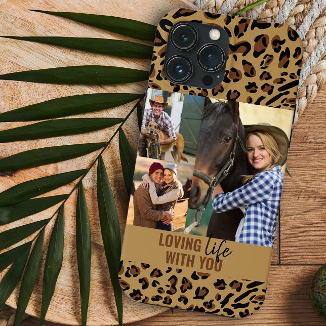 Loving Life with You Leopard Print 3 Photo Brown Case-Mate iPhone Case (Creator Uploaded)