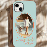 Loving Life with You Mint Orange Oval Framed Photo Case-Mate iPhone 14 Plus Case<br><div class="desc">Simple modern iphone case with photo and handwritten wording, "loving life with you". The photo template is set up to display your photo in an oval shape and framed. The phone cover is printed in mint and orange - although you are welcome to change any or all of the colours...</div>