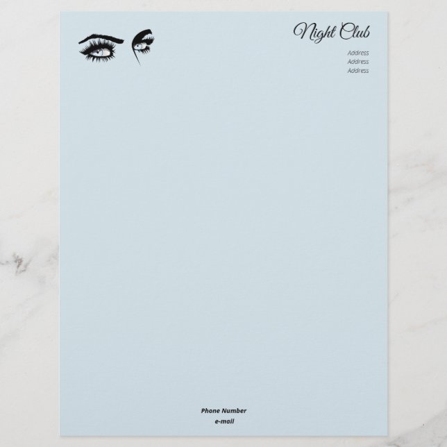 Loving Light Blue Defined Drawing Female Glance Custom Letterhead (Front)
