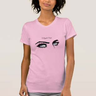 Loving Light Blue Defined Drawing Female Glance T-Shirt