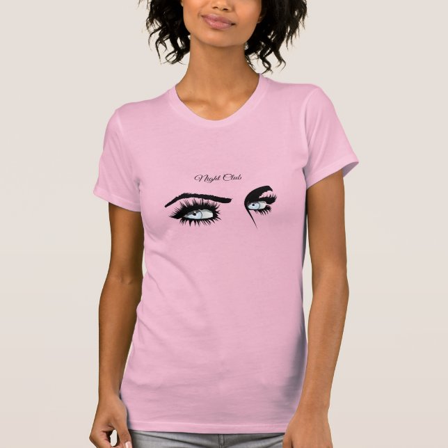 Loving Light Blue Defined Drawing Female Glance T-Shirt (Front)