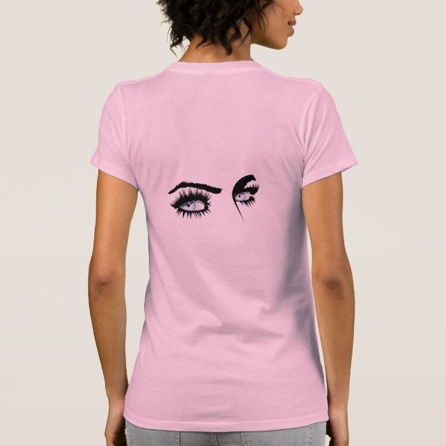 Loving Light Blue Defined Drawing Female Glance T-Shirt (Back)