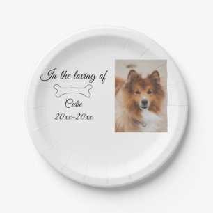 loving memorial keepsake funeral add pet name phot paper plate