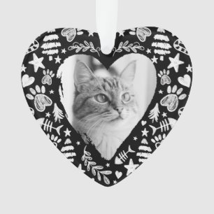 Loving Memory Black Chalkboard Cat Memorial Photo Ornament