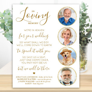 Loving Memory Elegant Gold Photo Wedding Memorial Poster
