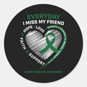 Loving Memory Gifts Miss My Friend Kidney Disease Classic Round Sticker