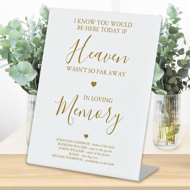 Loving Memory Gold Heaven Poem Wedding Memorial  Pedestal Sign (Creator Uploaded)