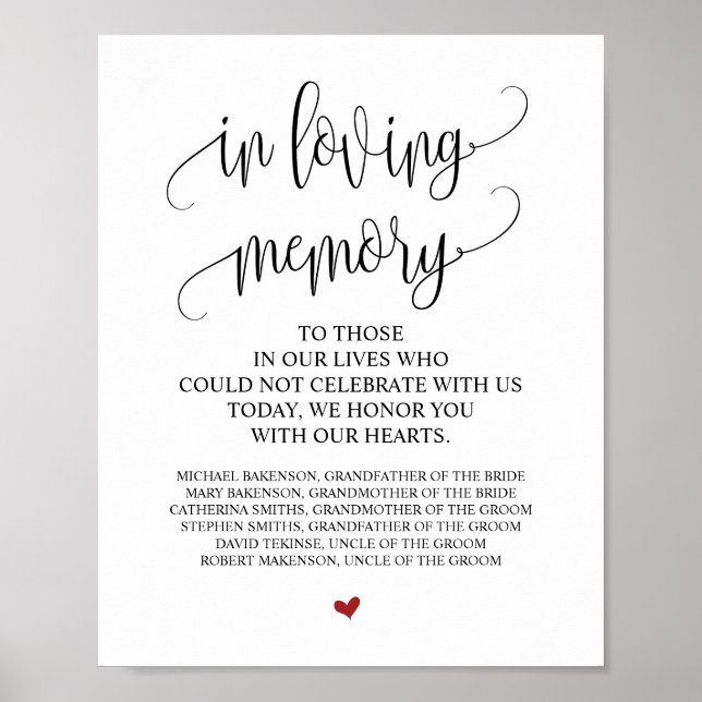 Loving Memory In Our Heart Memorial Sign (Front)
