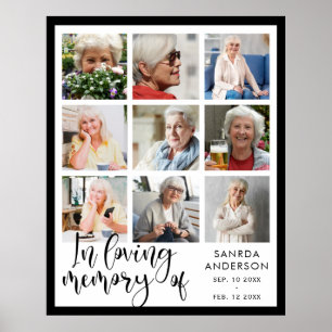 Loving Memory Modern Memorial Photo Collage Poster