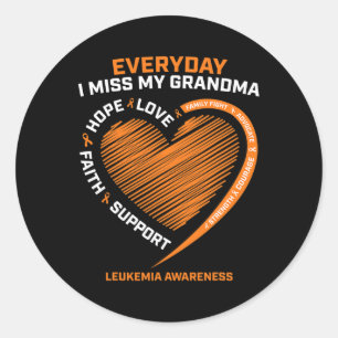 Loving Memory Of My Grandma Leukaemia Awareness  Classic Round Sticker