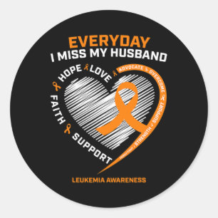 Loving Memory Of My Husband Remembrance Leukaemia Classic Round Sticker