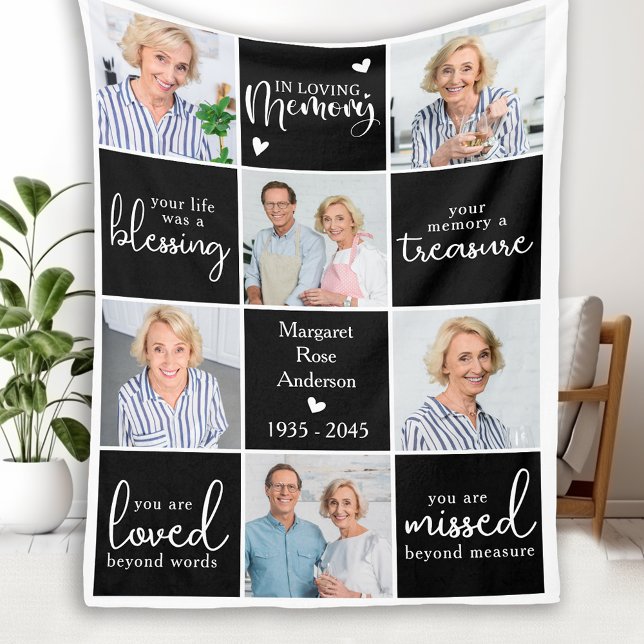 Loving Memory Personalised 6 Multi Photo Memorial Fleece Blanket (Creator Uploaded)