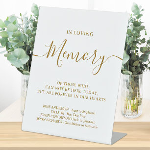 Loving Memory Personalised Gold Wedding Memorial  Pedestal Sign
