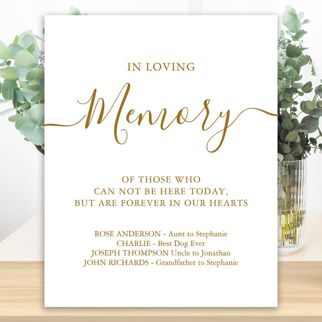 Loving Memory Personalised Gold Wedding Memorial Poster (Creator Uploaded)