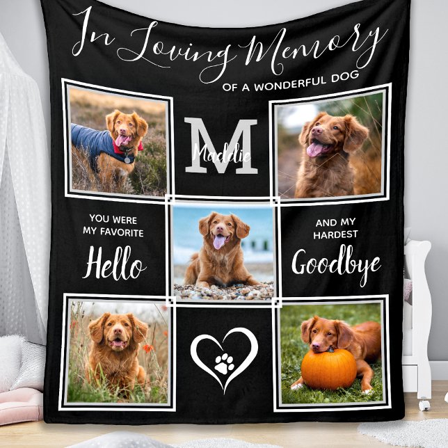 Loving Memory Personalised Pet Memorial 5 Photo Fleece Blanket (Creator Uploaded)
