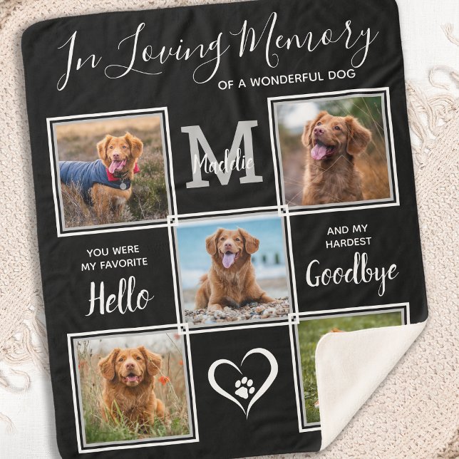 Loving Memory Personalised Pet Memorial 5 Photo Sherpa Blanket (Creator Uploaded)