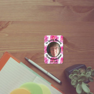 Loving Memory Photo Pink Rose with Poem Memorial Calling Card