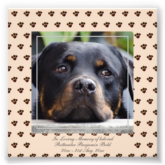 Loving Memory Rottweiler  PHOTO Named Keepsake (Front)