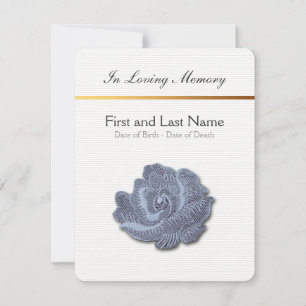 Loving Memory Vintage Rose 3 Funeral Announcement