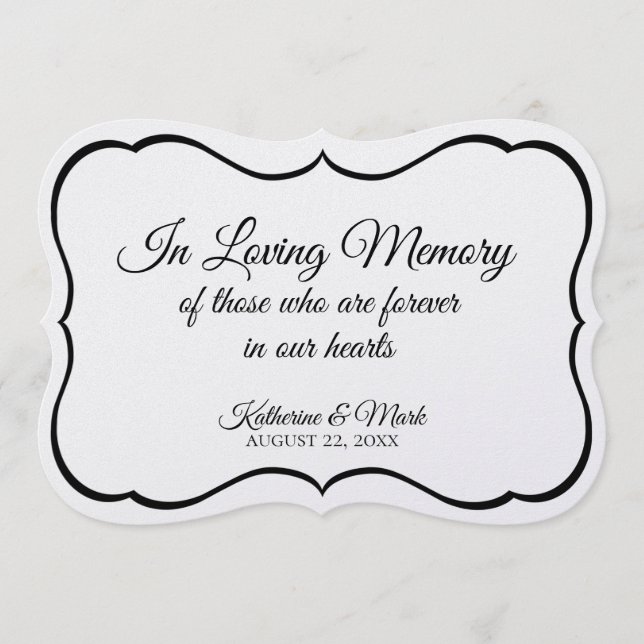 Loving Memory Wedding Sign Silver Programme (Front)