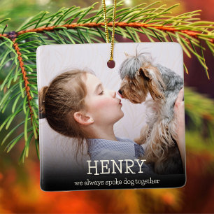 Loving Minimalistic Photo Dog Memorial Ceramic Ornament