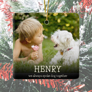 Loving Minimalistic Photo Dog Memorial Ceramic Ornament