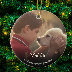 Loving Minimalistic Photo Dog Memorial Ceramic Tree Decoration