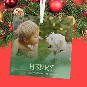 Loving Minimalistic Photo Dog Memorial Glass Tree Decoration