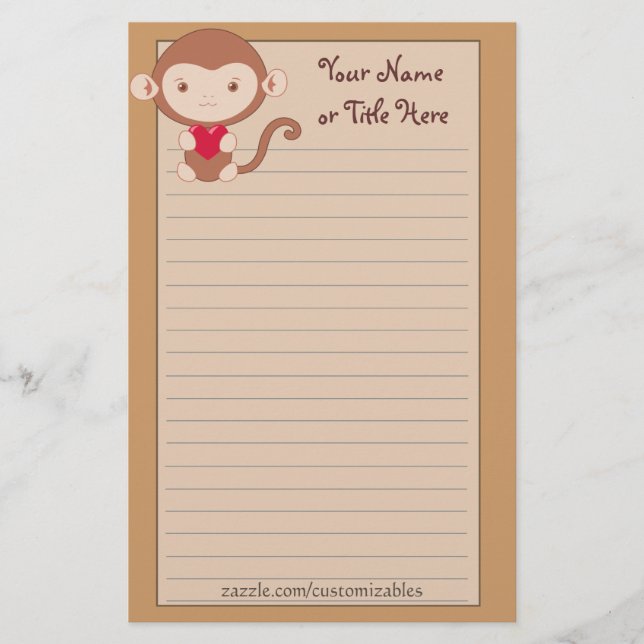 Loving Monkey Stationary Stationery (Front)