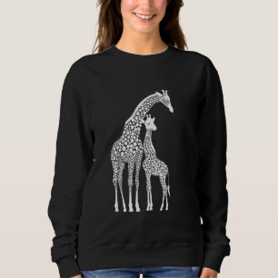 Loving Mother And Baby Giraffe Dot Line Art Sweatshirt