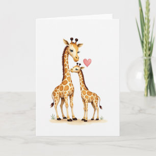 Loving Mother Giraffe Art Card