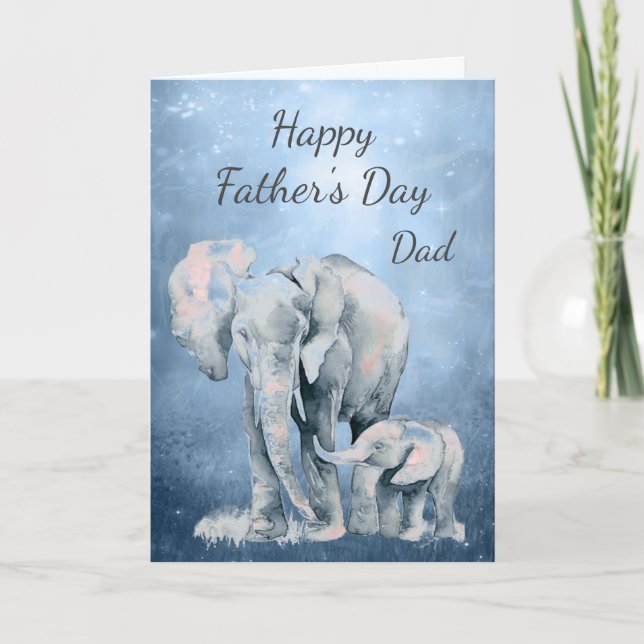 Loving Mother Quote Elephant & Child Father's Day Holiday Card (Front)