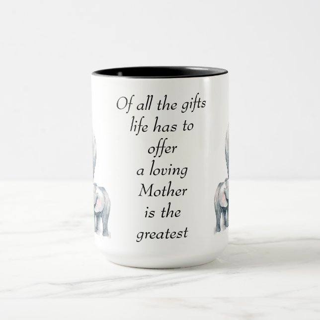 Loving Mother Quote Elephants Mug (Center)