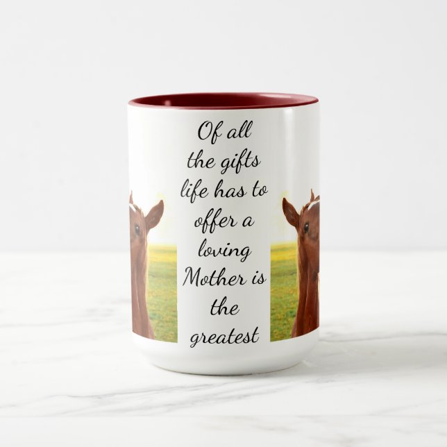 Loving Mother Quote Mother Horse & Foal Mug (Center)