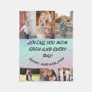 Loving Mum Every Day 7 photo blue and purple  Fleece Blanket